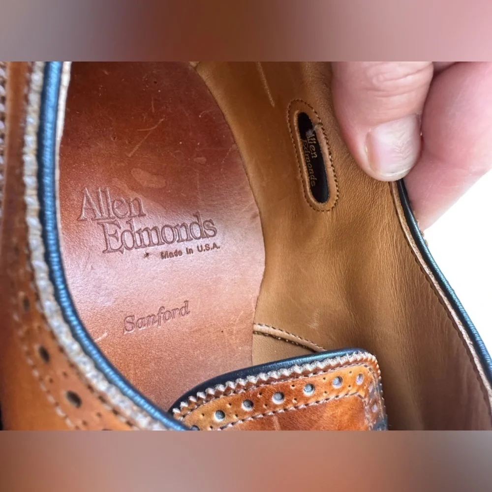 Allen Edmonds Sanford Men's Dress Shoes Brown Leather Size 9.5 D